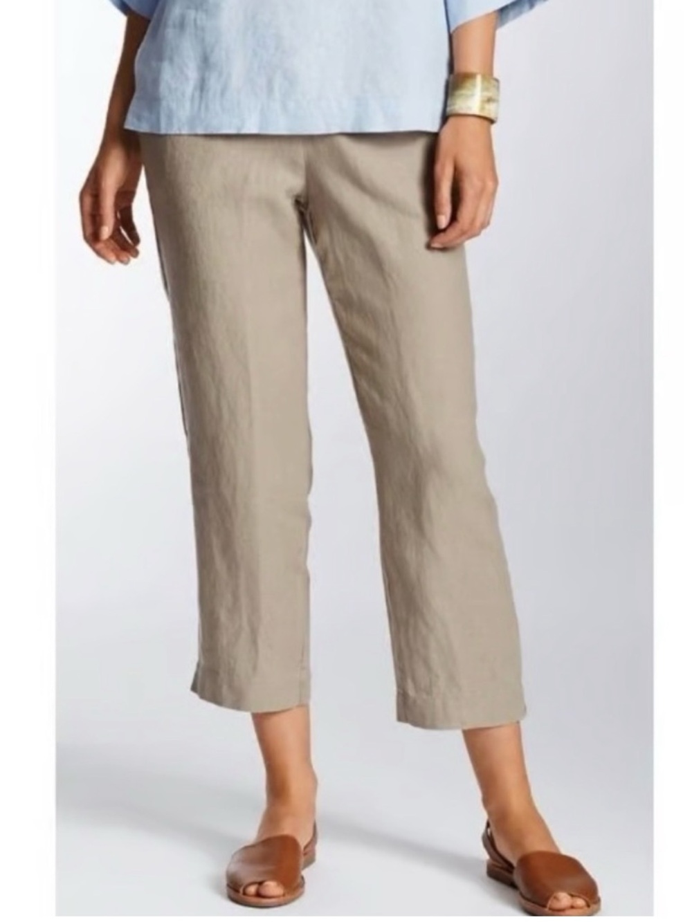 Pure J. Jill Beige Linen Cropped Pants Size: Large